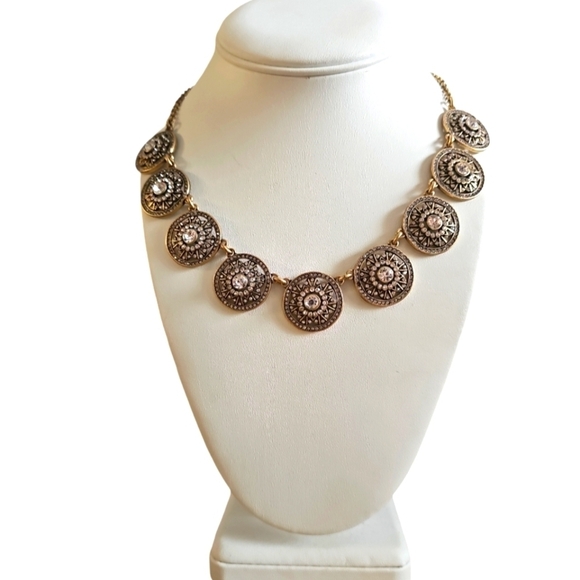 J Crew Gold Medallion Statement Necklace - Picture 1 of 4